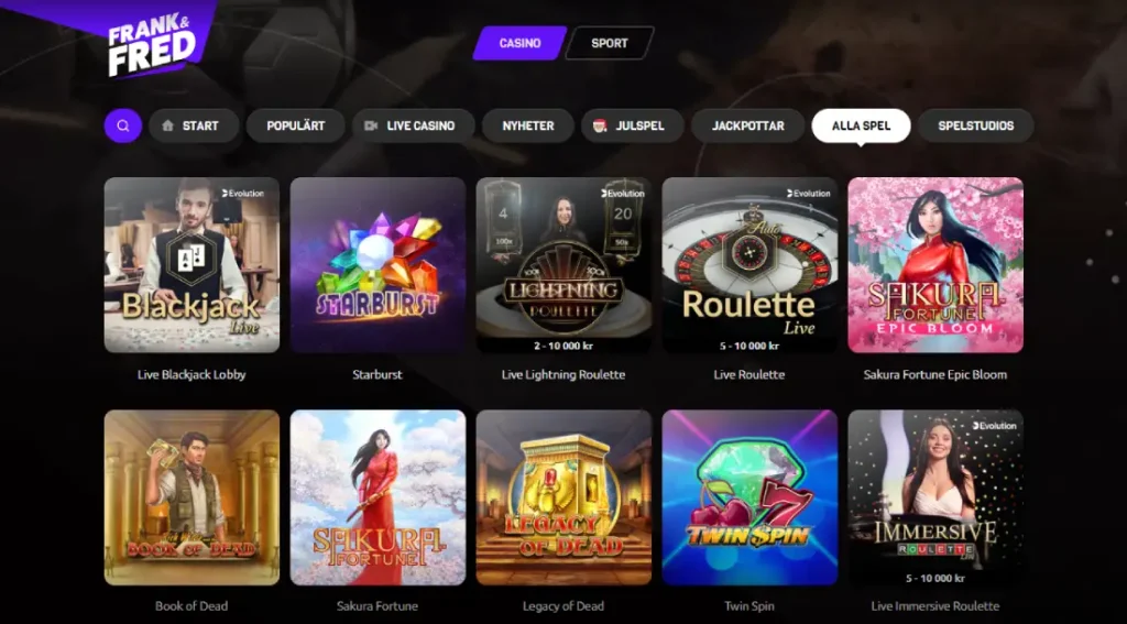 Frankfred casino spel