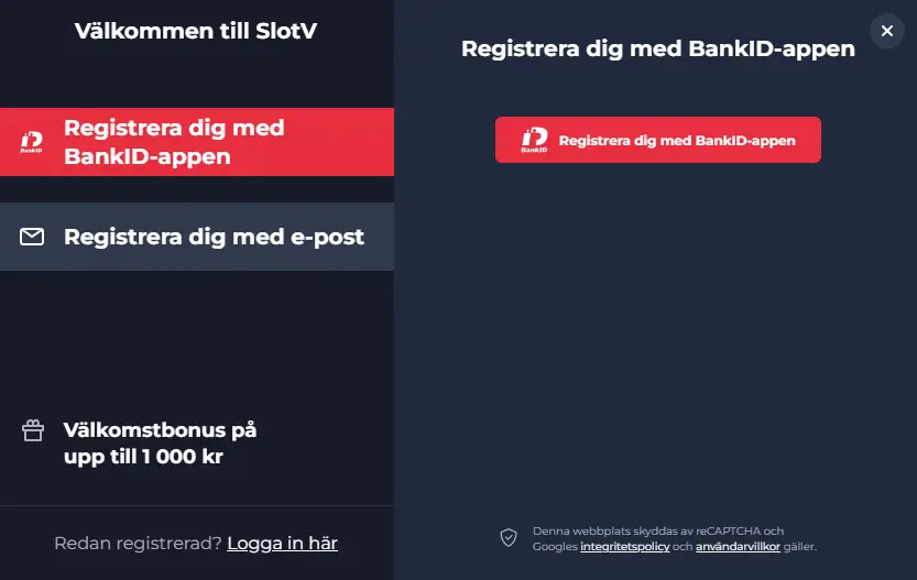 SlotV registrering