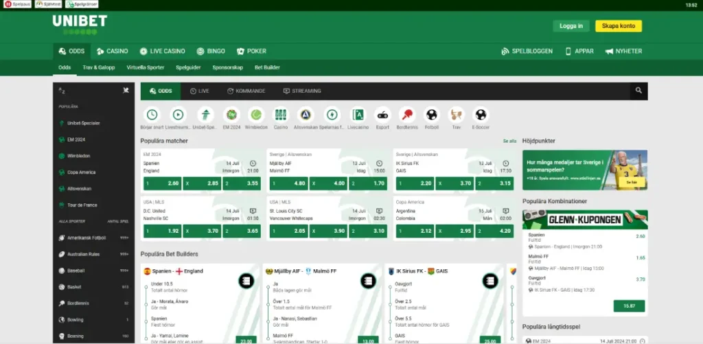 Unibet sportsbook med Kambi