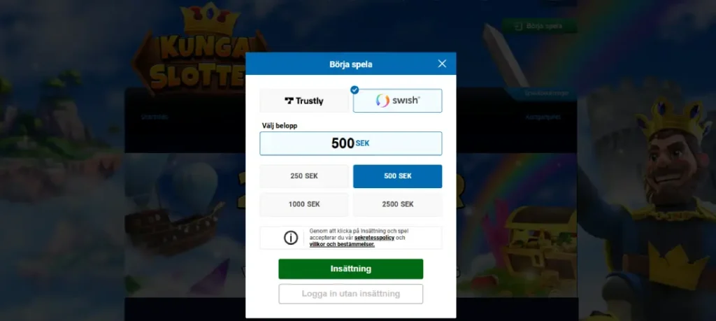 Kungaslottet casino logga in. Registrering