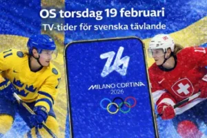 OS torsdag 19 Februari Tv tider för svenska tävlande. Milano Cortina 2026. Sverige - Schweiz ishockey damer.