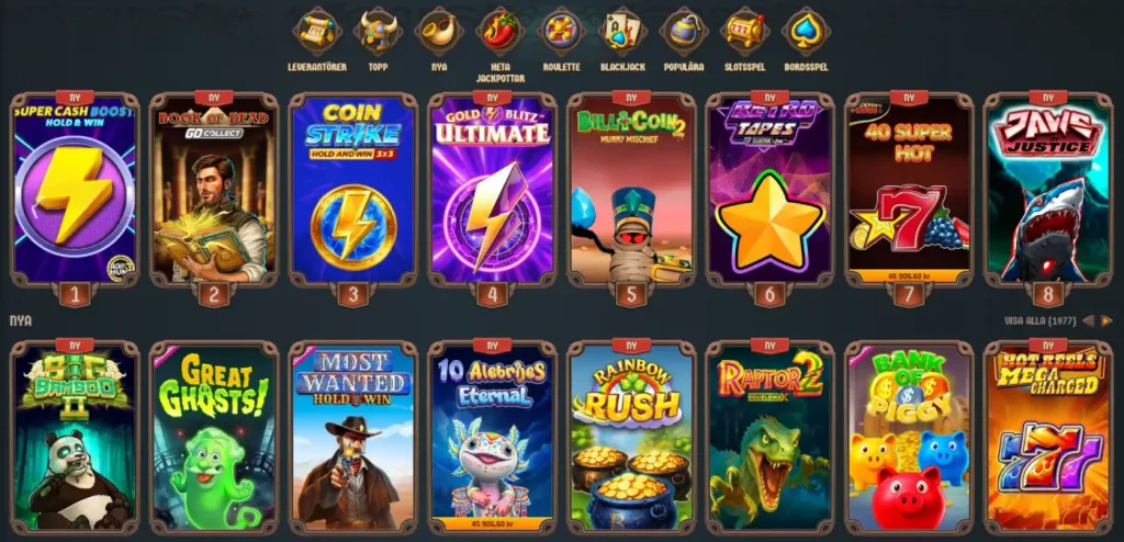 Lodur casino spelutbud