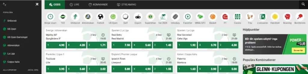 Unibet odds och betting
